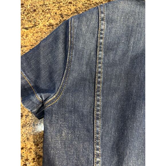 *Gorgeous* ALICE AND OLIVIA Wide Flare Leg Fitted Denim Zip Jumpsuit Size 25 - Picture 9 of 15